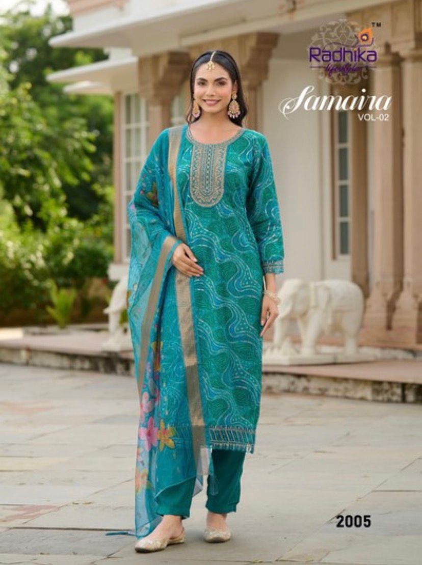 Organza Embroidery kurti with pant and dupatta